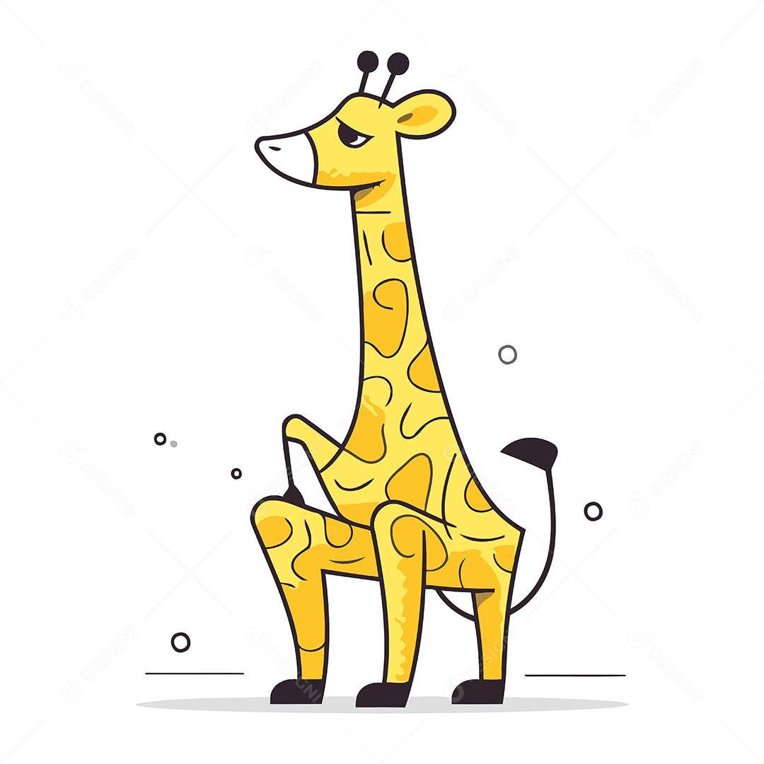 Girafa de Desenho Animado Fofa Ilustração Vetor EPS