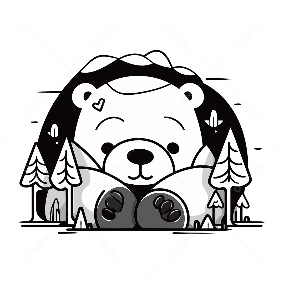 Urso Fofo de Desenho Animado Ilustração Vetor EPS