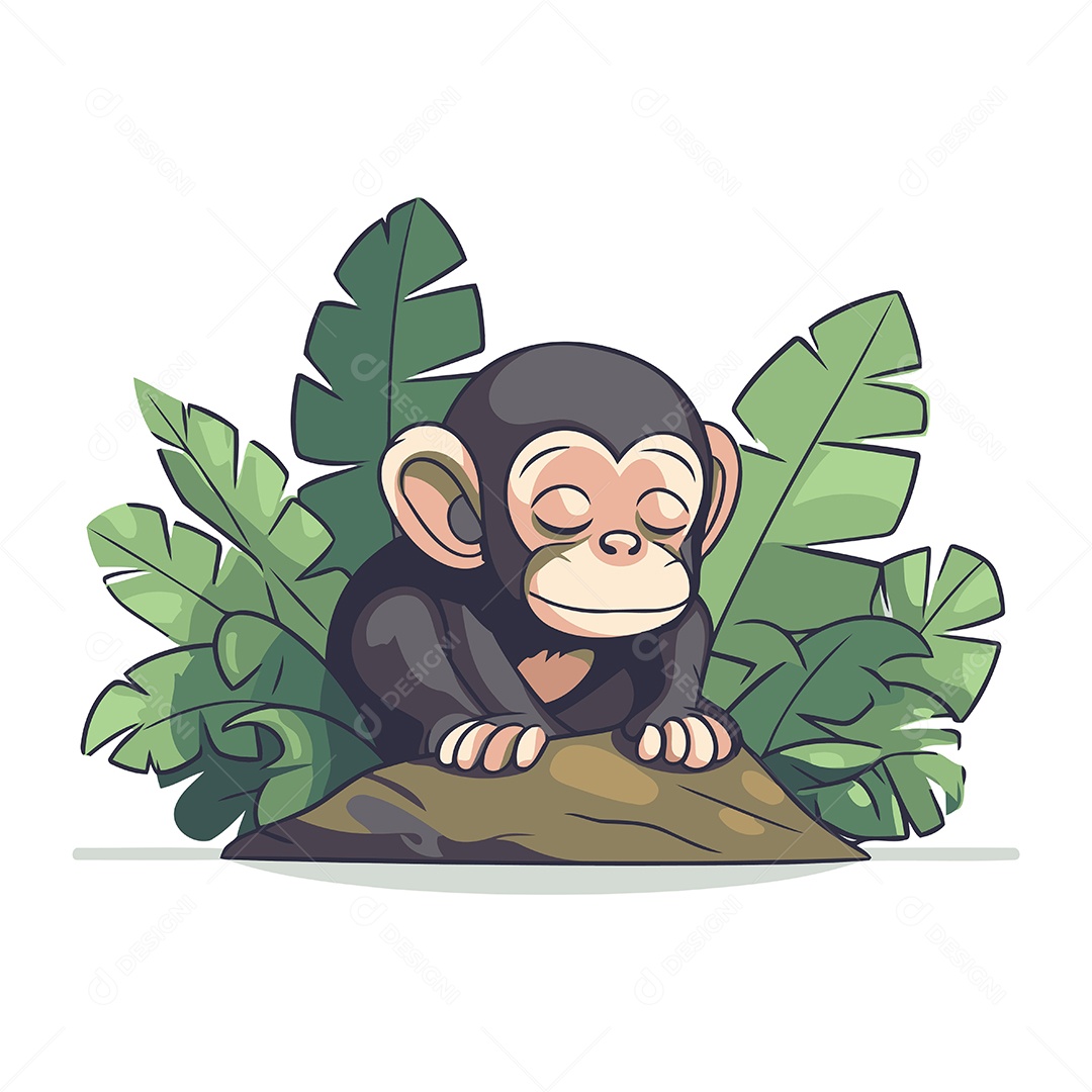 Chimpanzé de Desenho Animado Ilustração Vetor EPS