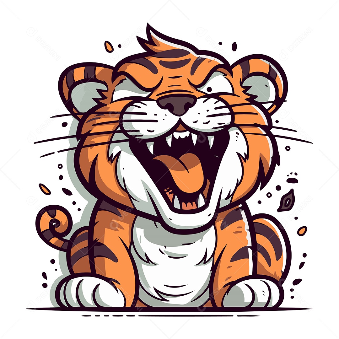 Tigre de Desenho Animado Ilustração Vetor EPS