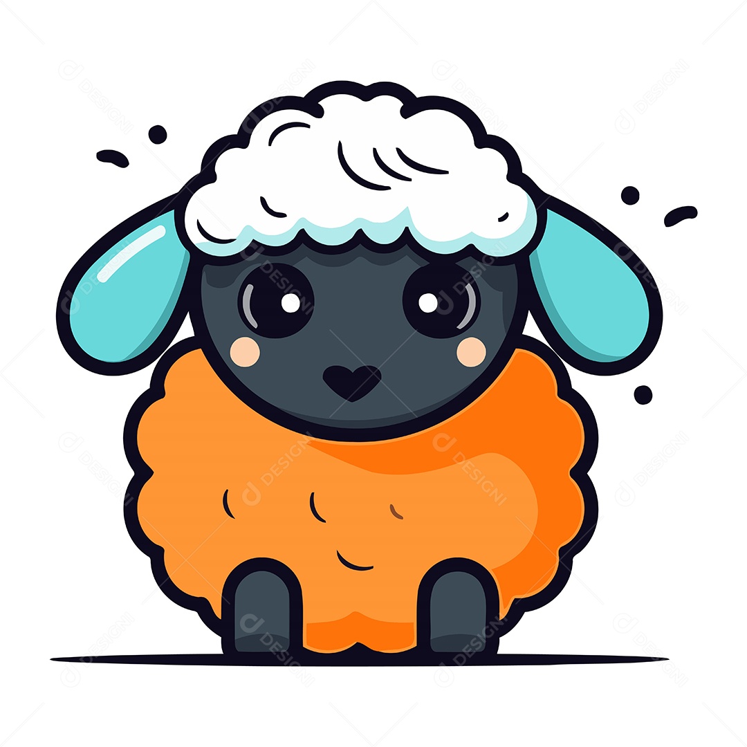 Ovelha de Desenho Animado Fofa Ilustração Vetor EPS