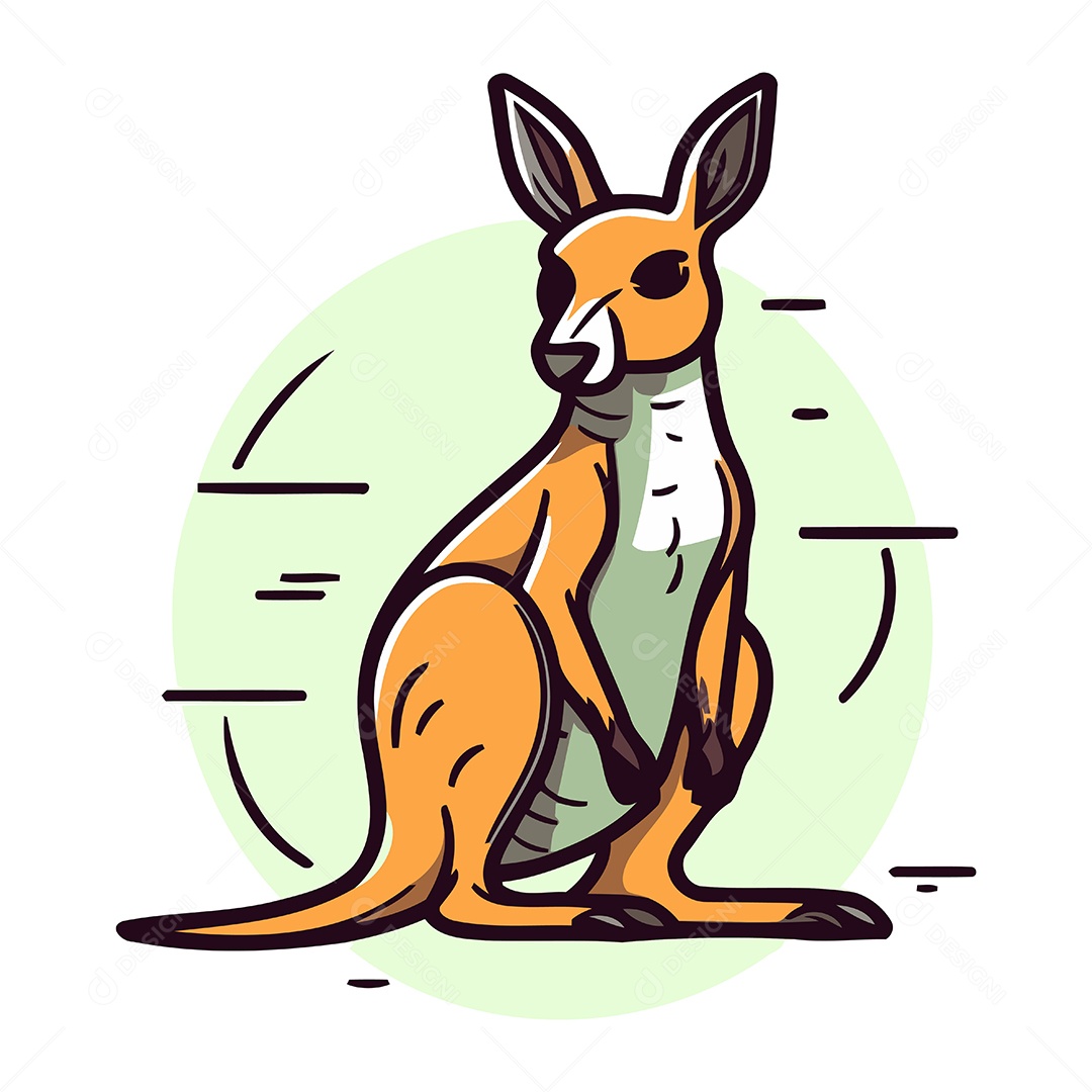 Canguru Fofo de Desenho Animado Ilustração Vetor EPS