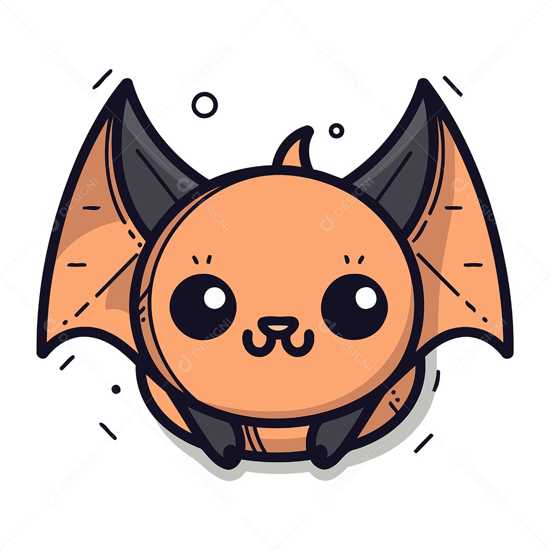 Morcego Bonito de Desenho Animado Ilustração Vetor EPS