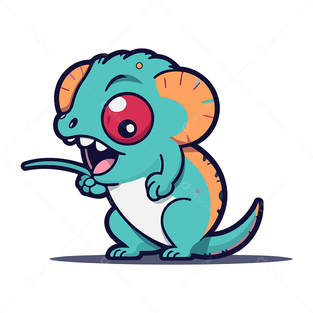 Camaleão Bonito de Desenho Animado Ilustração Vetor EPS