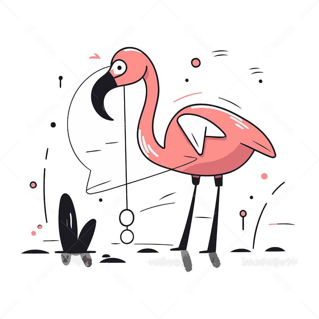 Flamingo de Desenho Animado Ilustração Vetor EPS