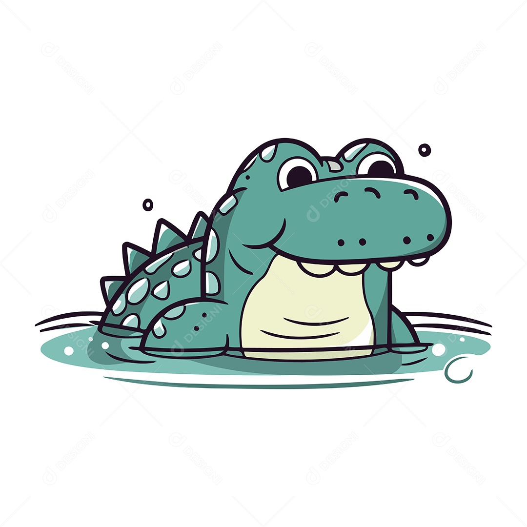 Crocodilo Bonito de Desenho Animado Ilustração Vetor EPS