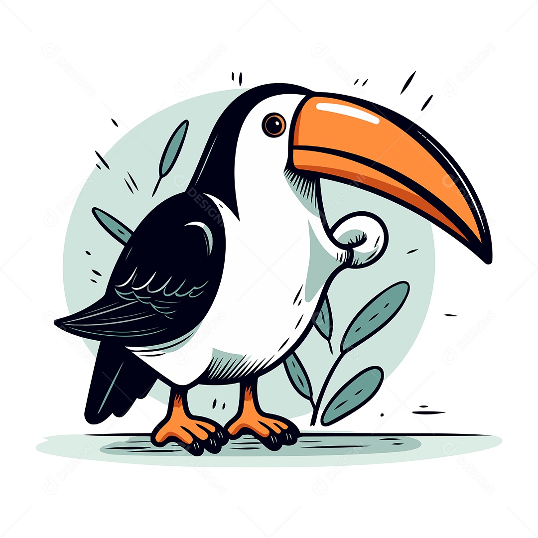 Pássaro Tucano de Desenho Animado Ilustração Vetor EPS