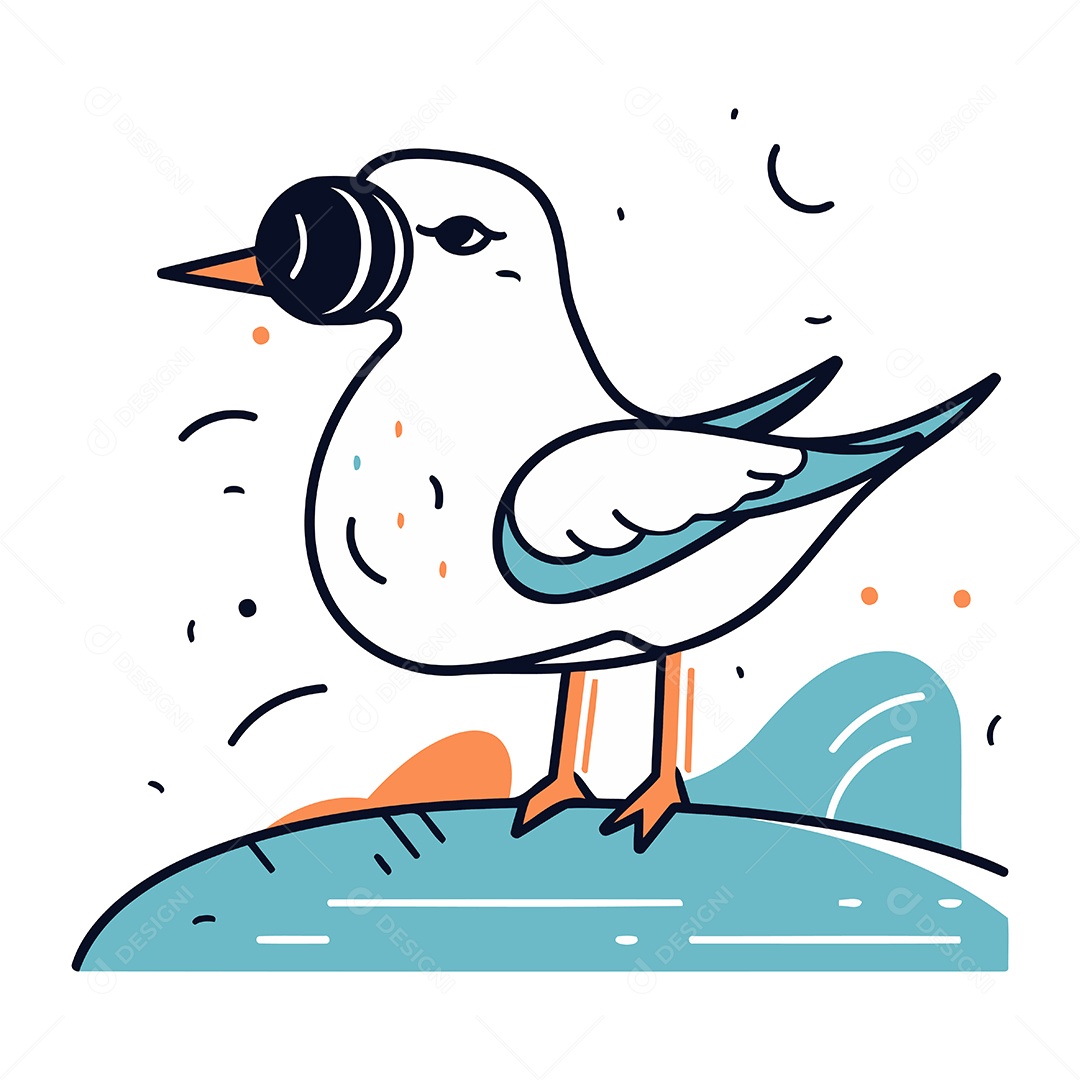 Gaivota de Desenho Animado Ilustração Vetor EPS