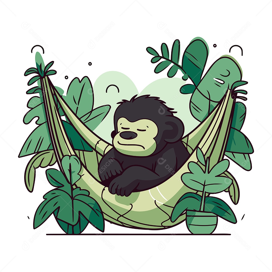 Gorila Fofo de Desenho Animado Ilustração Vetor EPS