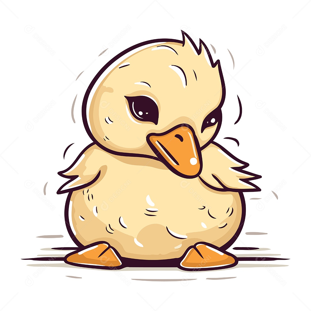 Patinho Bonito de Desenho Animado Ilustração Vetor EPS