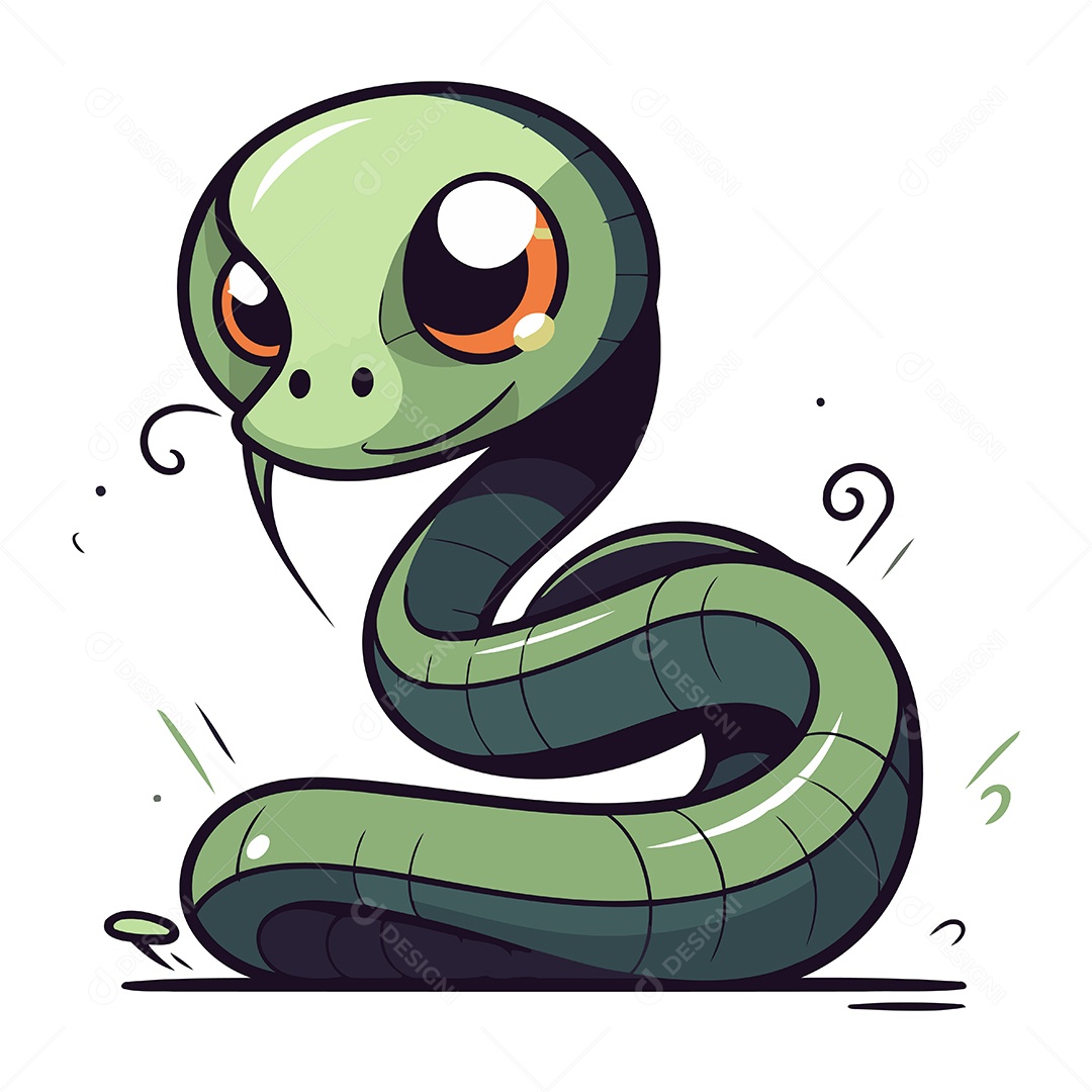 Cobra de Desenho Animado Fofa Ilustração Vetor EPS