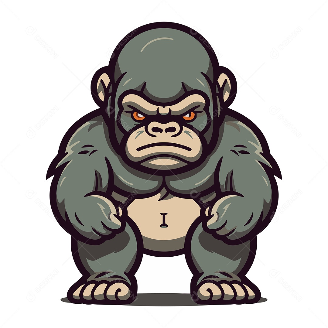 Gorila de Desenho Animado Ilustração Vetor EPS