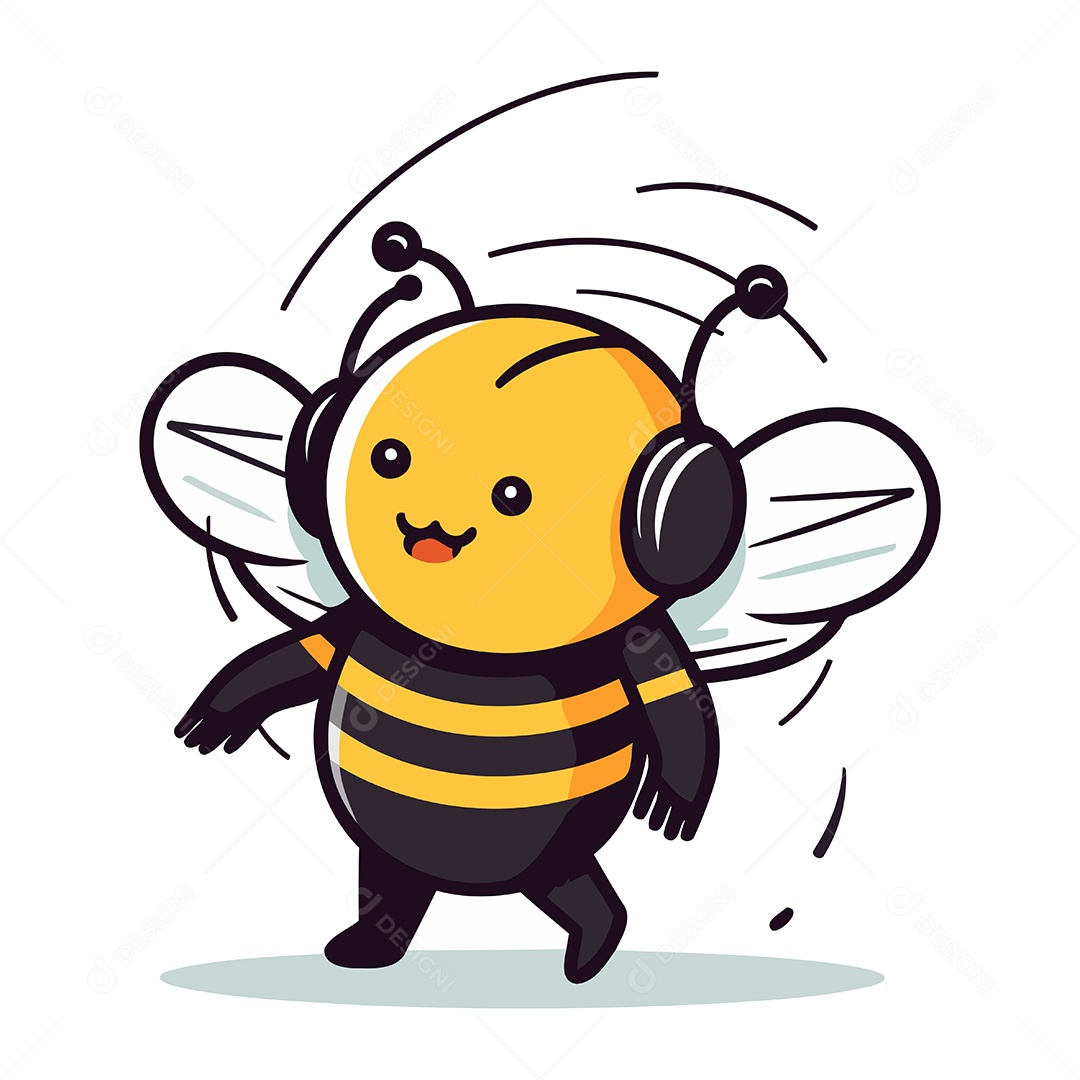 Abelha Fofa de Desenho Animado Ilustração Vetor EPS