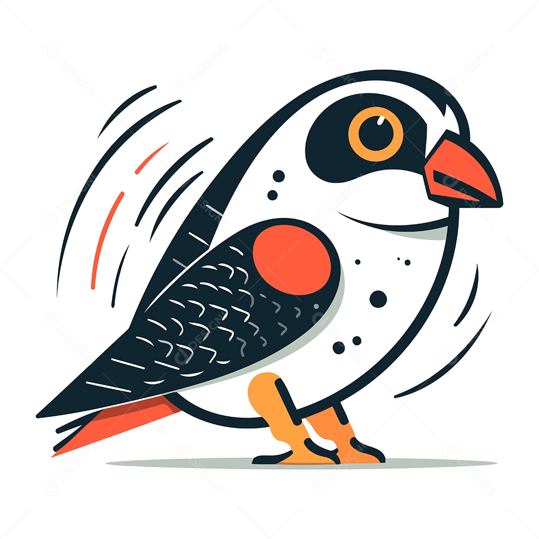 Pássaro Pequeno Bonito de Desenho Animado Ilustração Vetor EPS