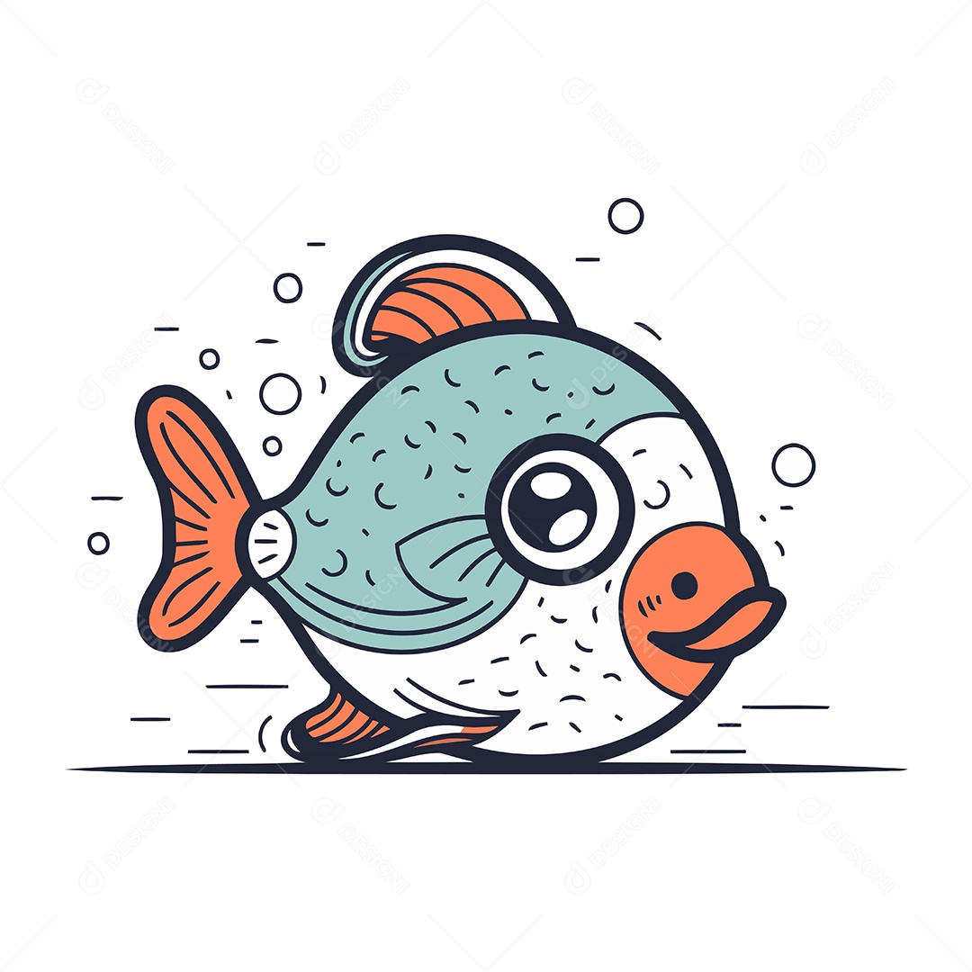Peixe Bonito de Desenho Animado Ilustração Vetor EPS