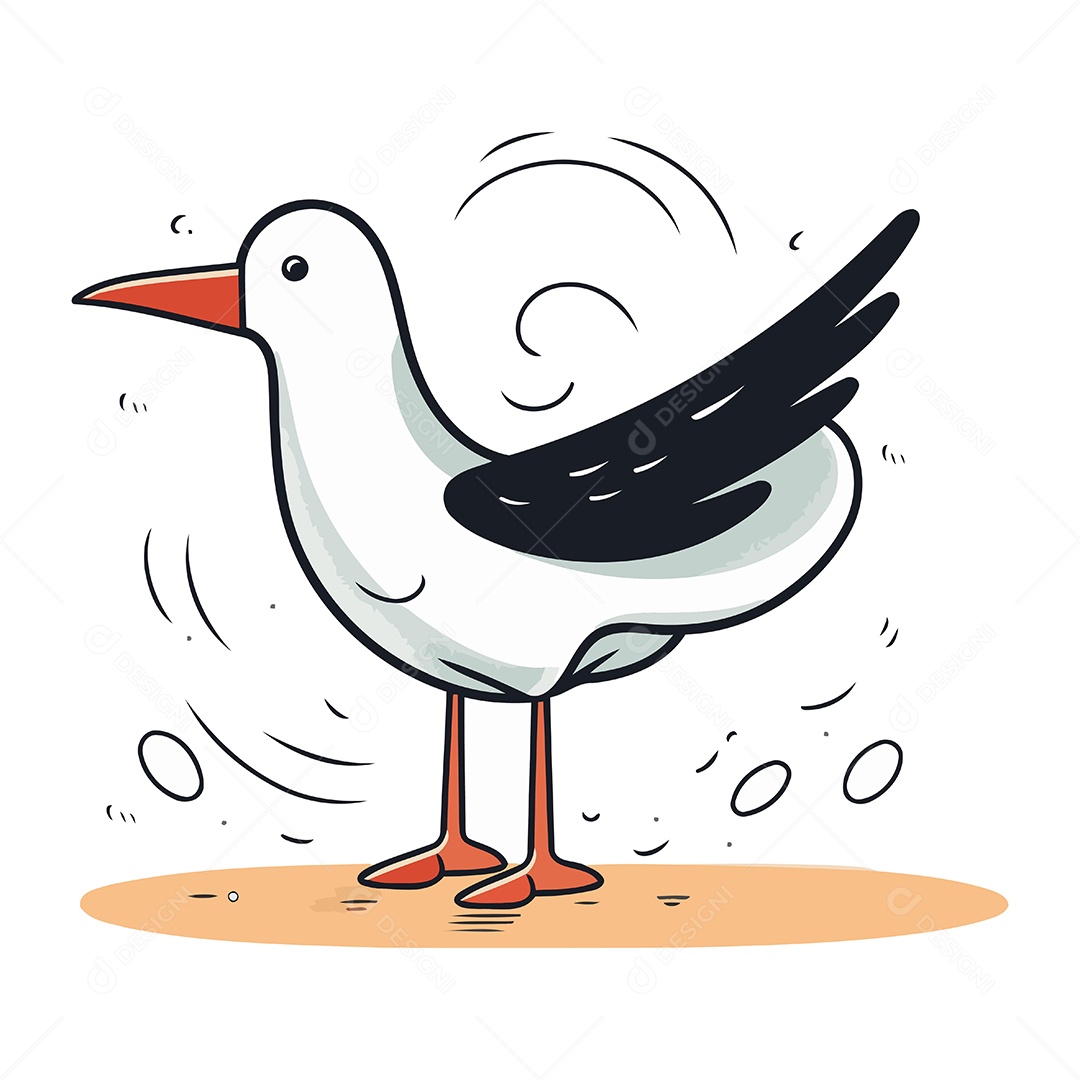 Gaivota de Desenho Animado Ilustração Vetor EPS