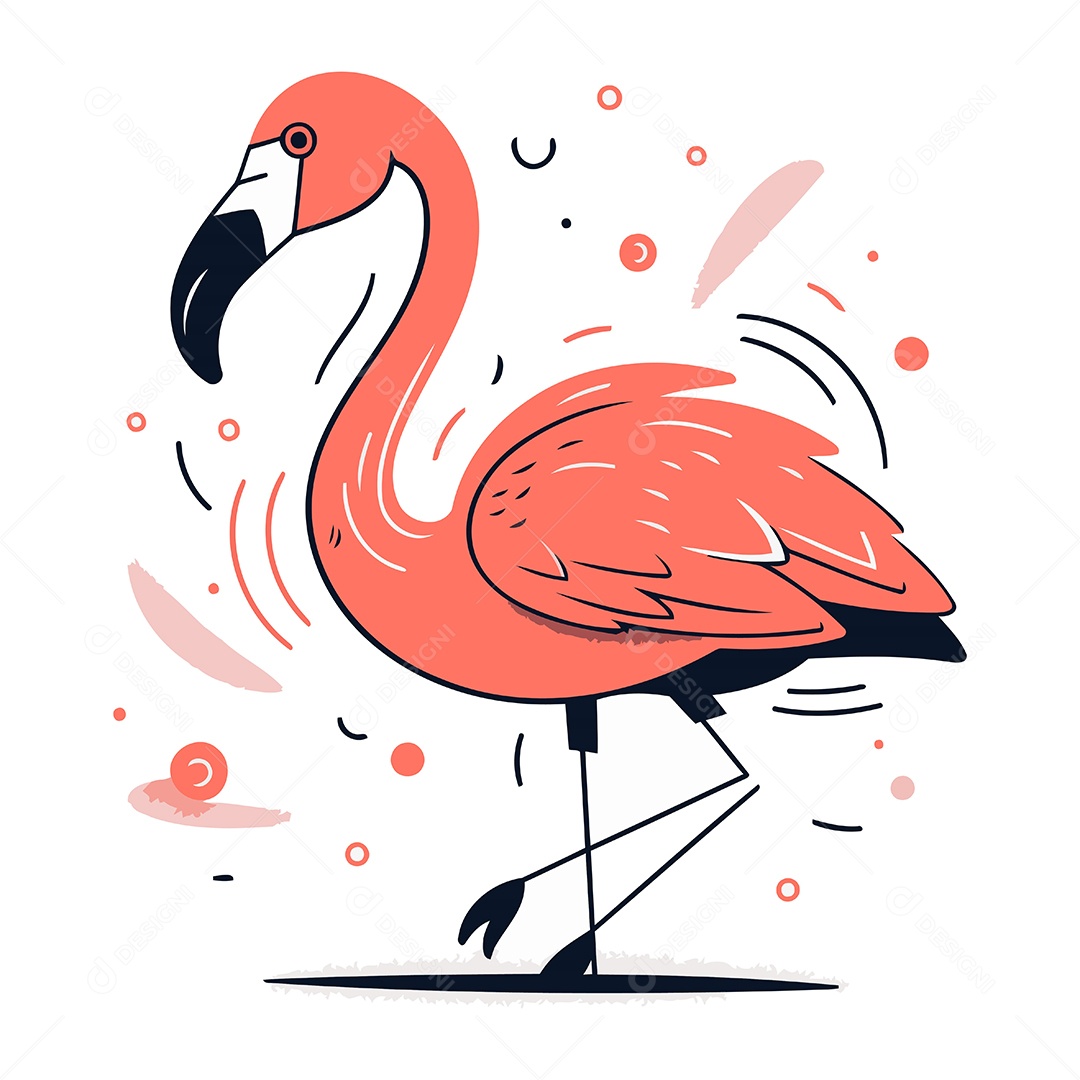 Flamingo de Desenho Animado Ilustração Vetor EPS