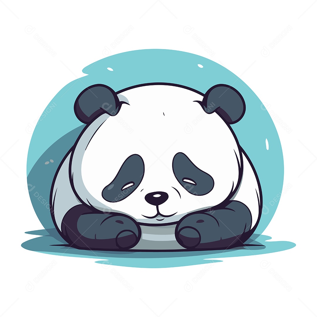 Urso Panda Fofo de Desenho Animado Ilustração Vetor EPS