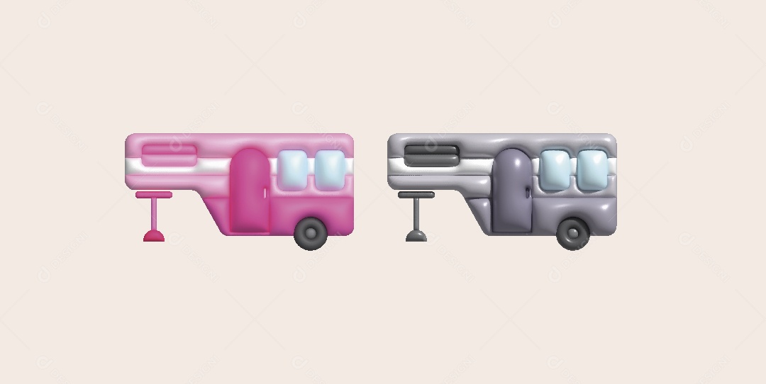 Trailer de Acampamento Ilustração 3D Vetor EPS