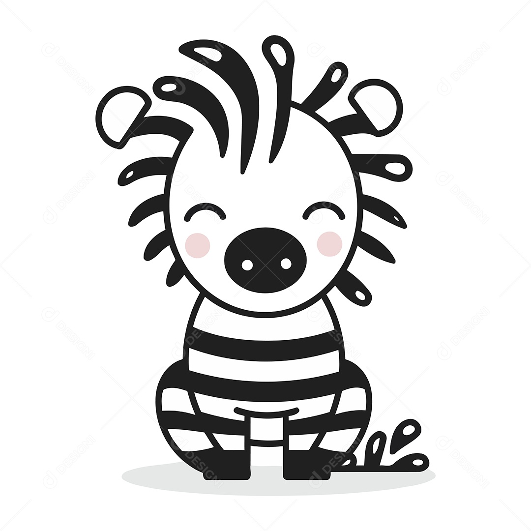 Zebra Fofa de Desenho Animado Ilustração Vetor EPS
