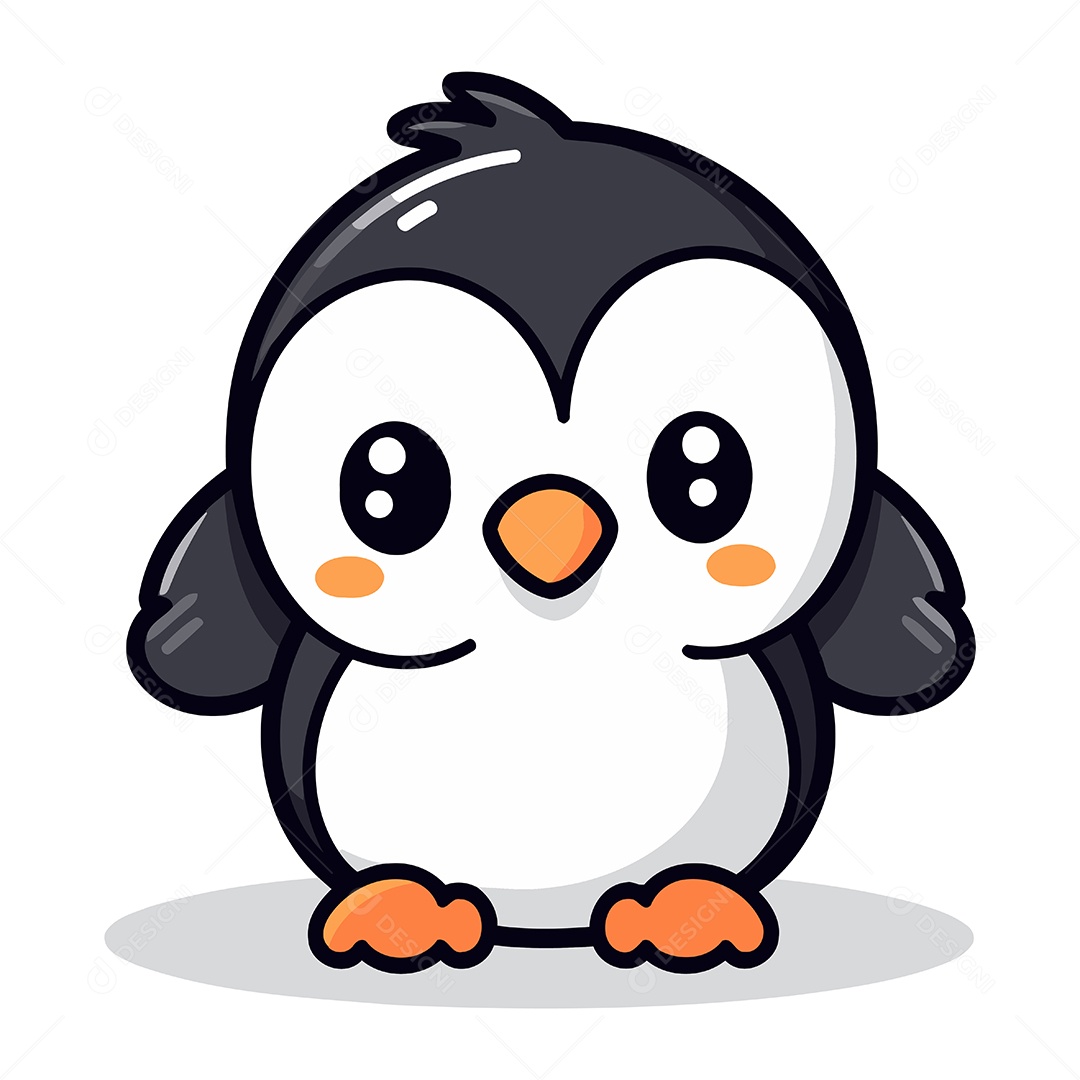 Pinguim Fofo de Desenho Animado Ilustração Vetor EPS