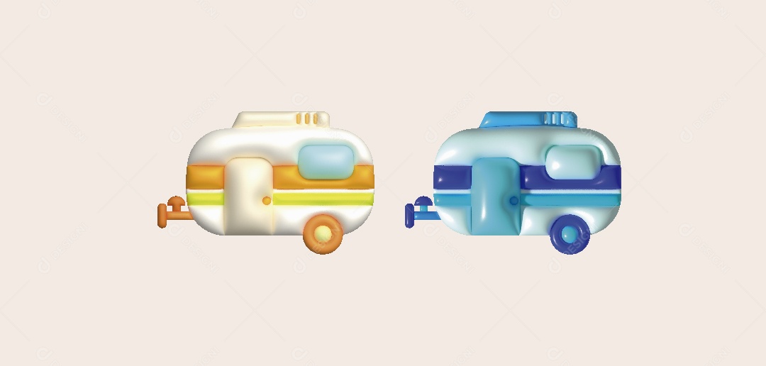 Trailer de Acampamento Ilustração 3D Vetor EPS