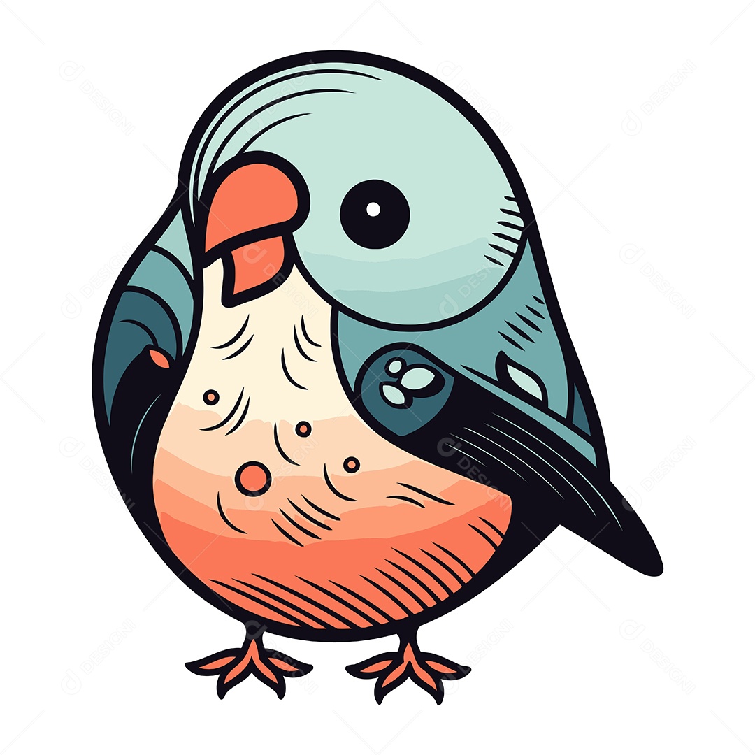 Pássaro Papagaio de Desenho Animado Ilustração Vetor EPS