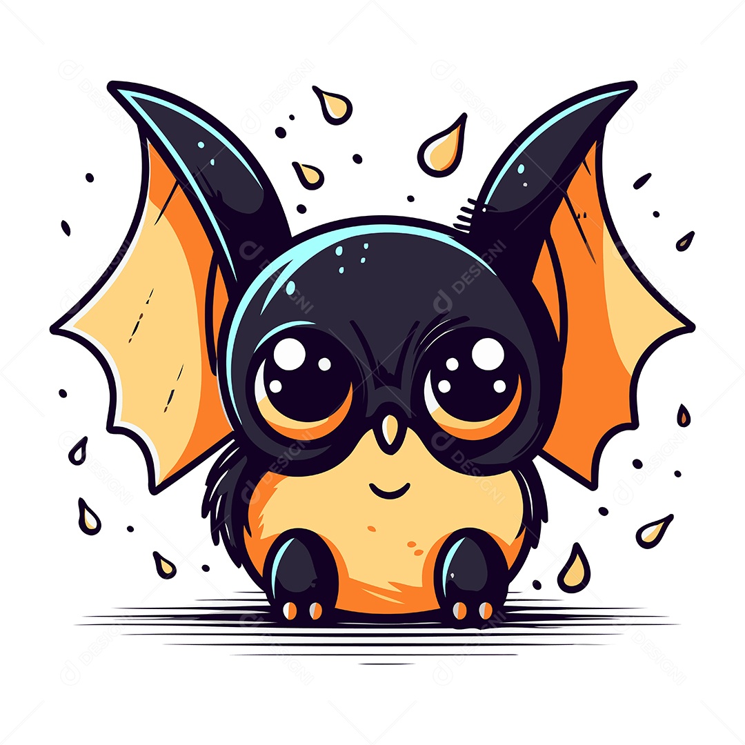 Morcego Bonito de Desenho Animado Ilustração Vetor EPS