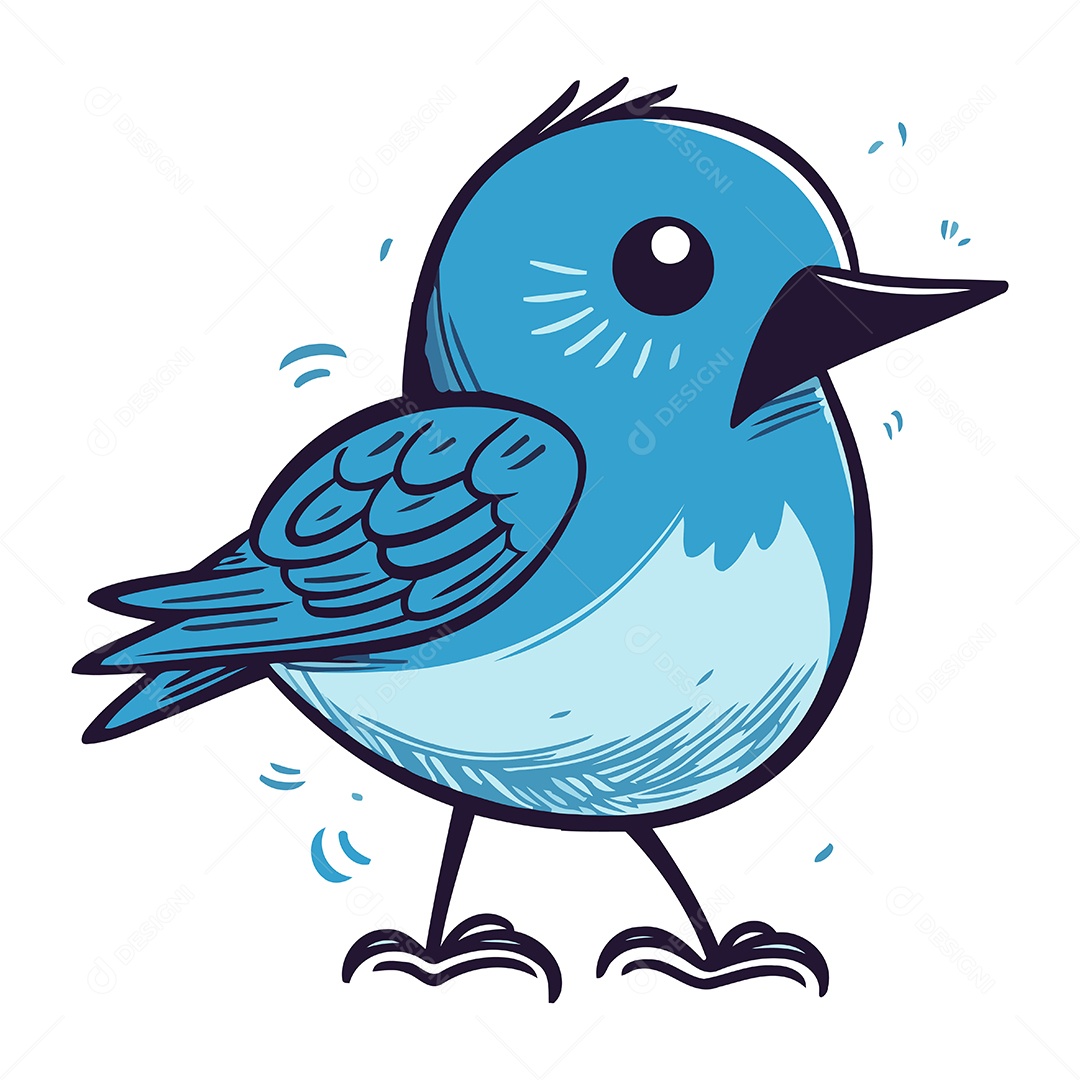 Pássaro Azul de Desenho Animado Ilustração Vetor EPS