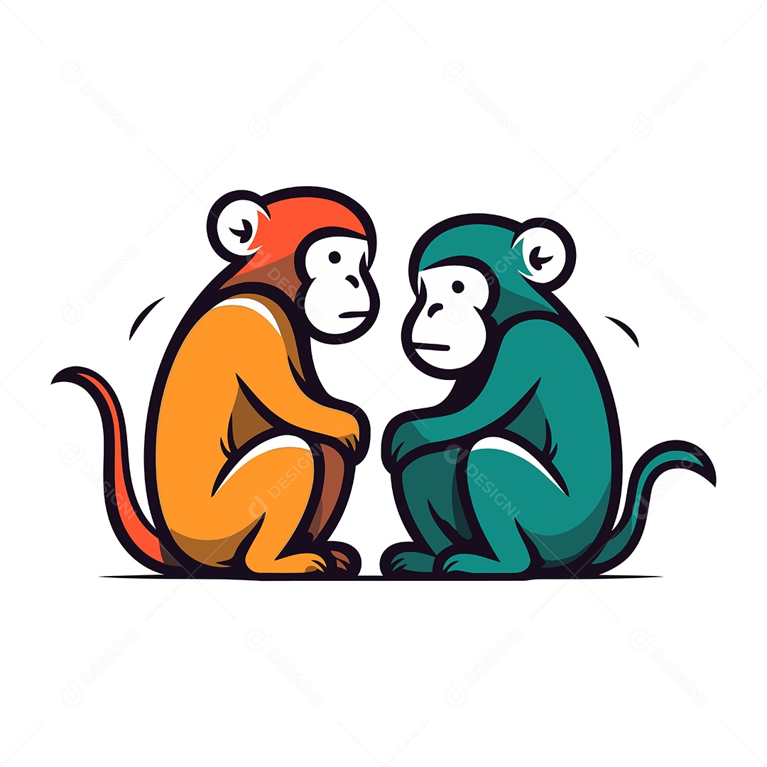 Macaco de Desenho Animado Ilustração Vetor EPS