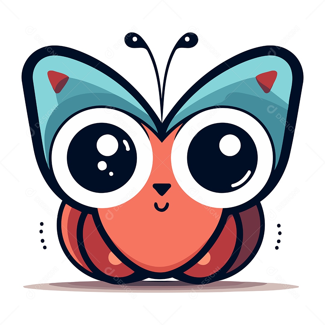 Borboleta de Desenho Animado Fofa Ilustração Vetor EPS