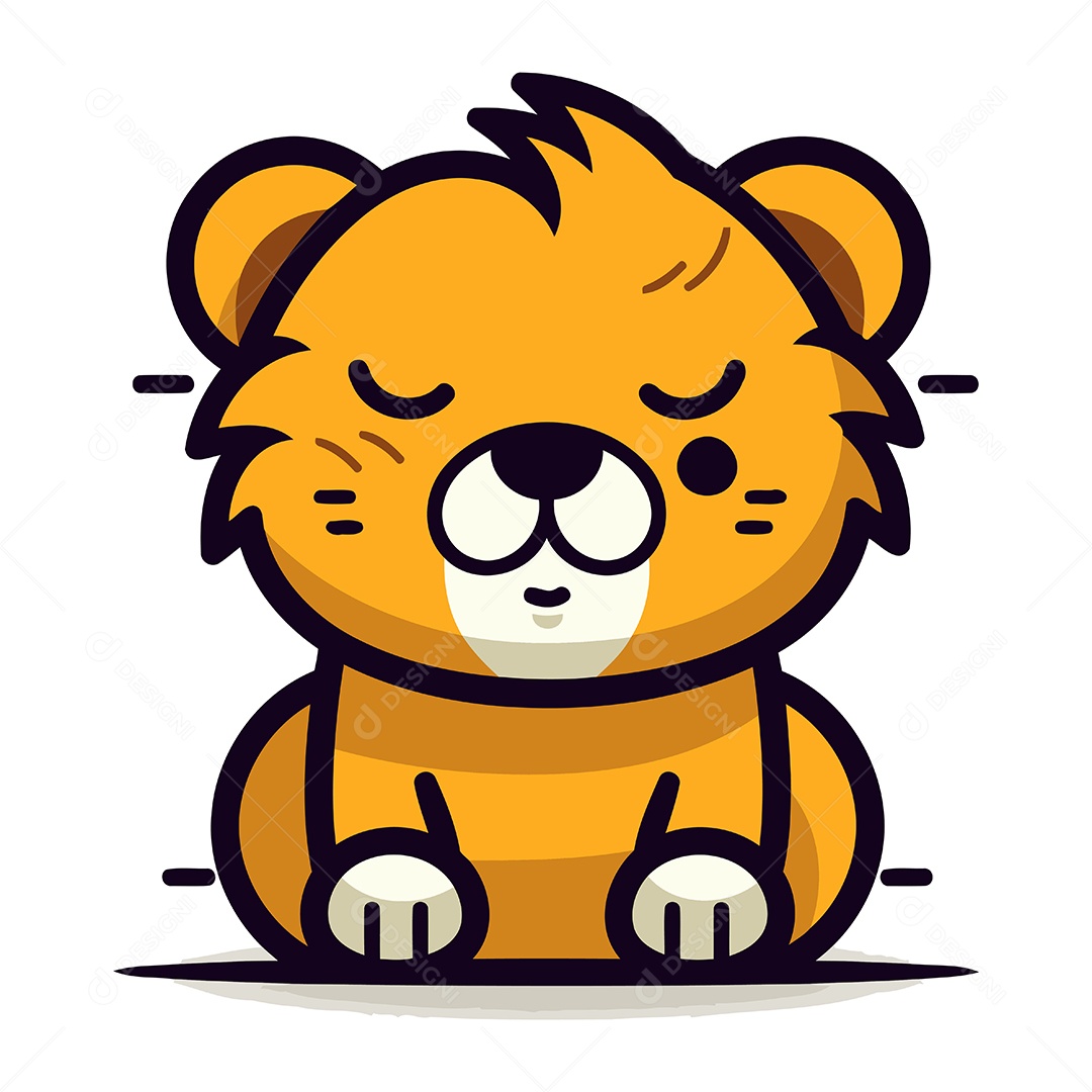 Tigre Fofo de Desenho Animado Ilustração Vetor EPS
