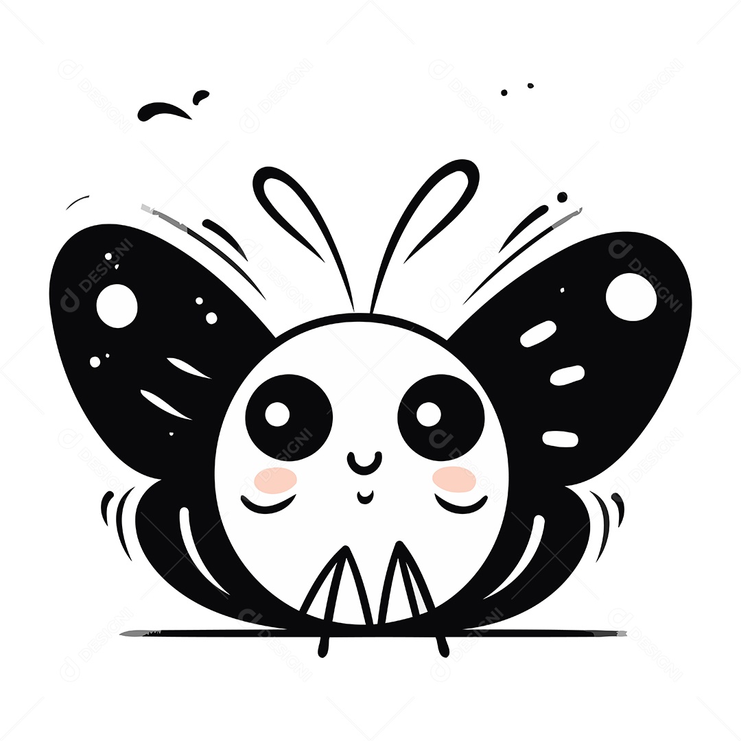 Borboleta Fofa de Desenho Animado Ilustração Vetor EPS
