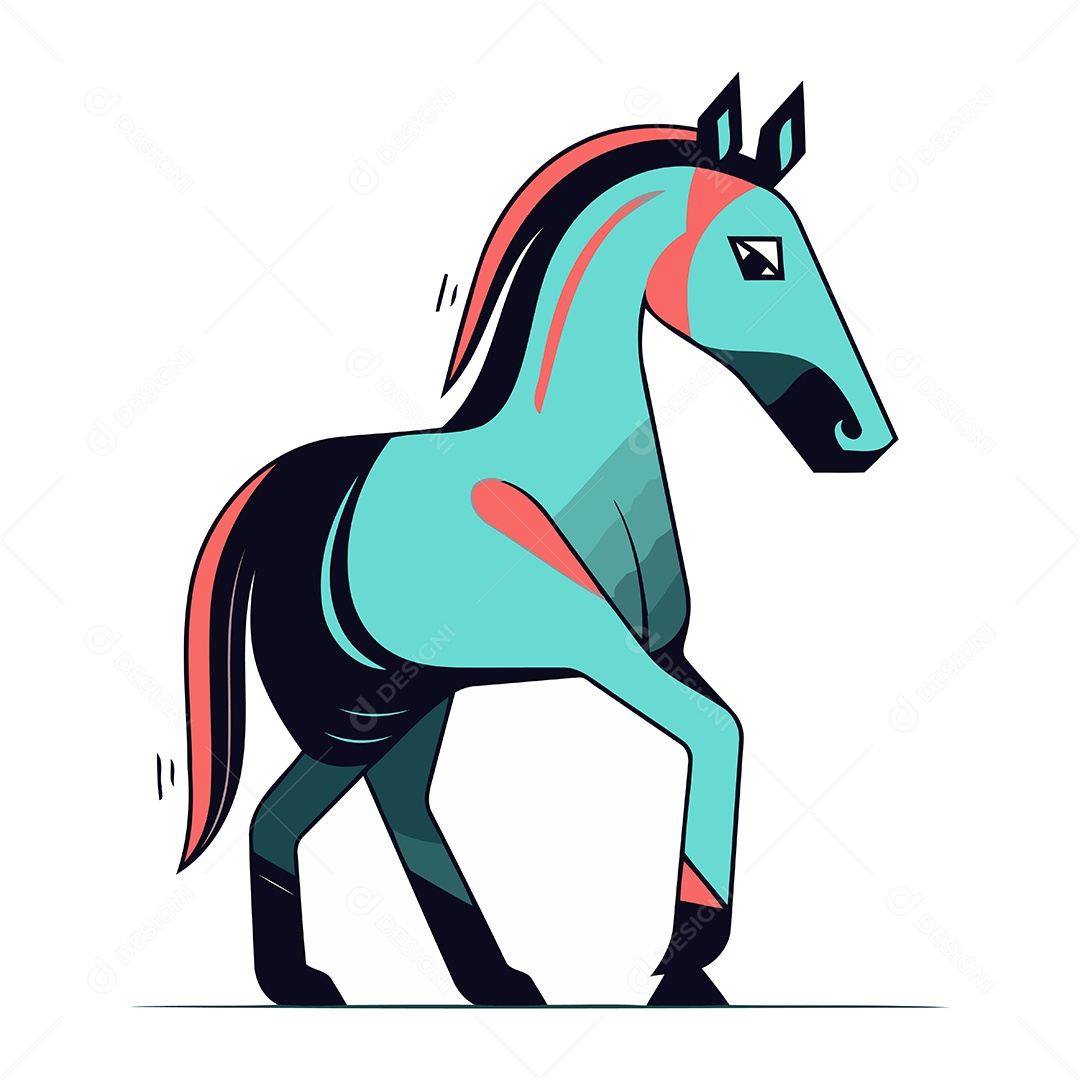 Cavalo de Desenho Animado Ilustração Vetor EPS