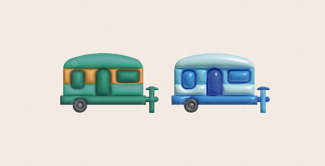 Trailer de Acampamento Ilustração 3D Vetor EPS