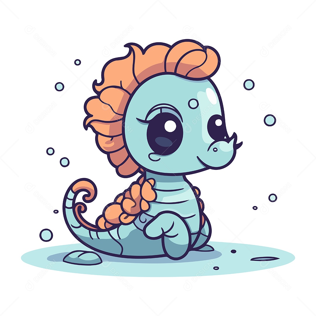 Cavalo Marinho de Desenho Animado Ilustração Vetor EPS