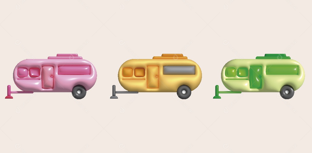 Trailer de Acampamento Ilustração 3D Vetor EPS