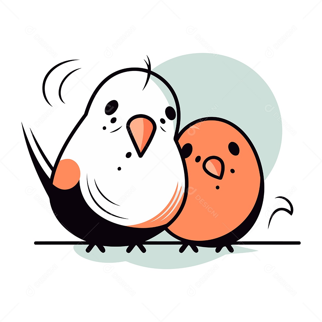 Pássaros Fofo de Desenho Animado Ilustração Vetor EPS