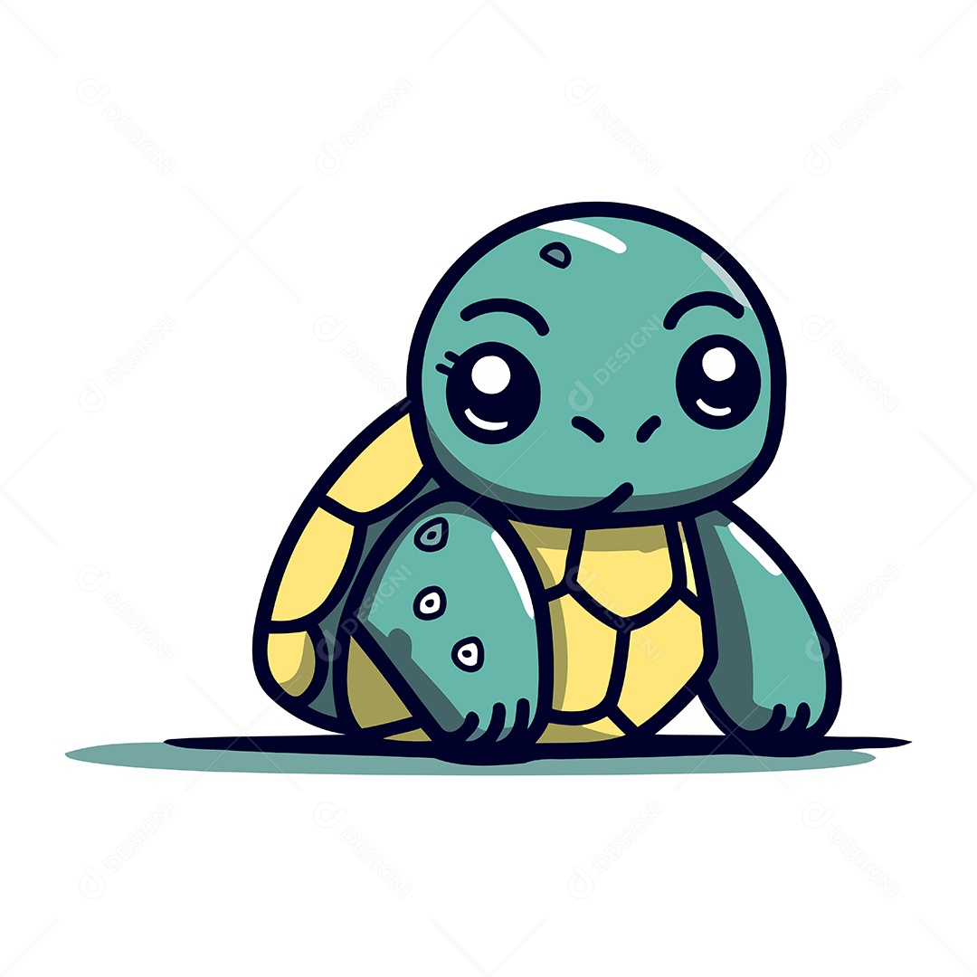 Tartaruga Bonitinha de Desenho Animado Ilustração Vetor EPS