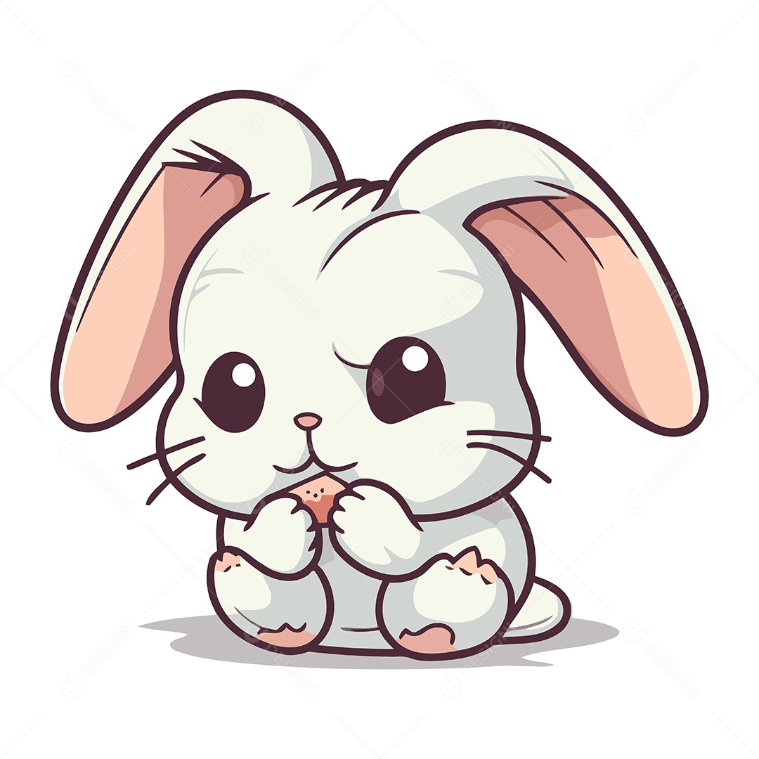 Coelho Branco Fofo de Desenho Animado Ilustração Vetor EPS