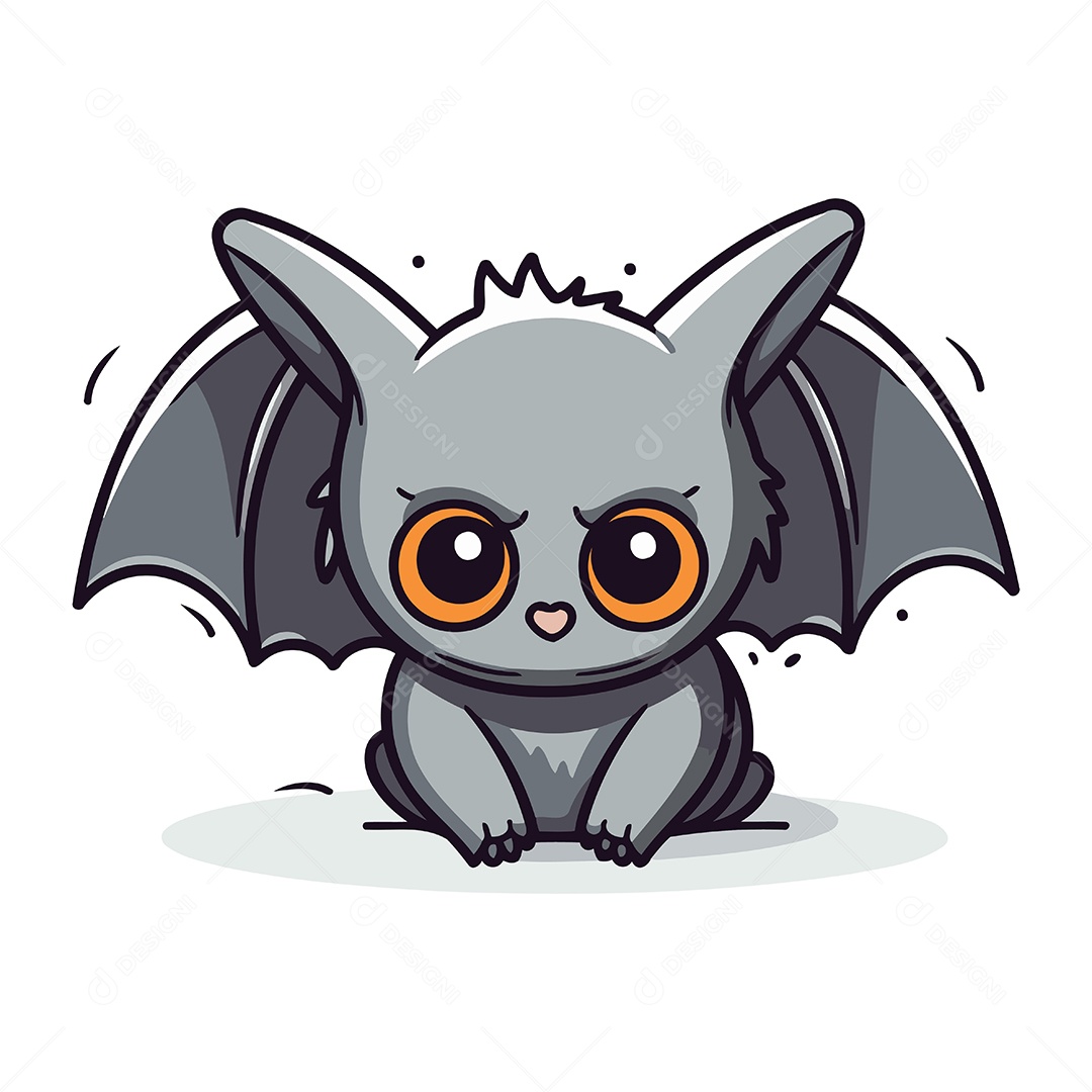 Morcego Bonito de Desenho Animado Ilustração Vetor EPS