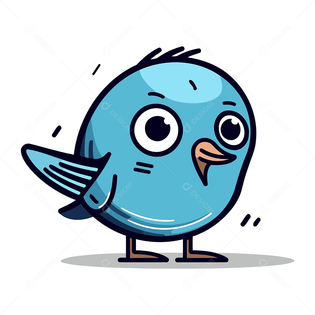 Pássaro Azul Fofo de Desenho Animado Ilustração Vetor EPS