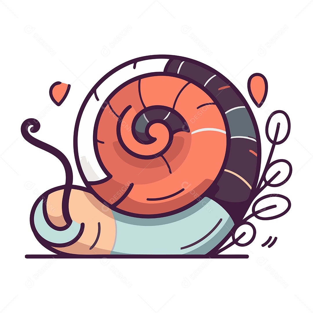 Caracol Fofo de Desenho Animado Ilustração Vetor EPS