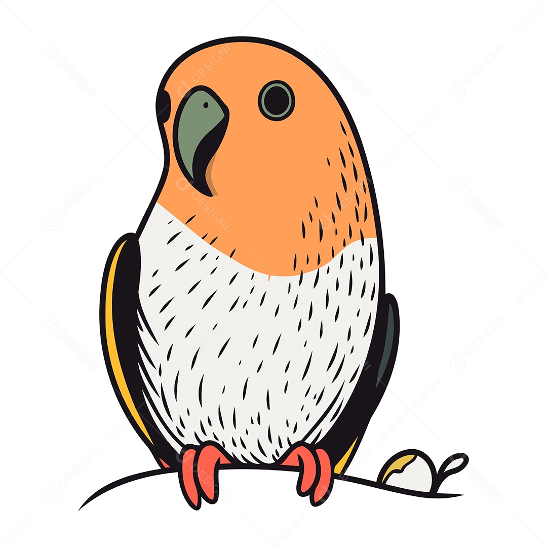 Papagaio Sentado em um Galho Ilustração Vetor EPS