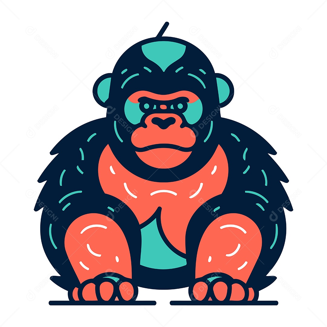 Gorila de Desenho Animado Ilustração Vetor EPS