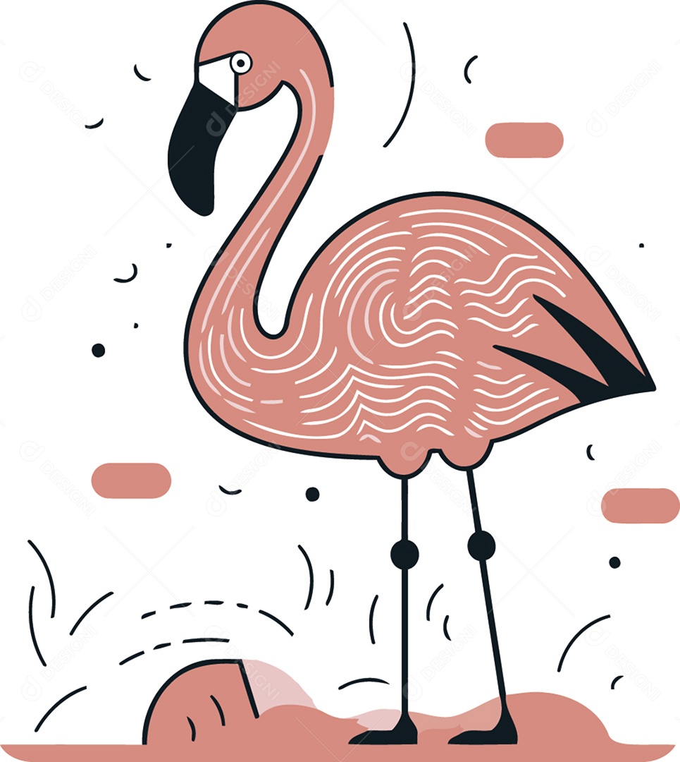 Flamingo de Desenho Animado Ilustração Vetor EPS