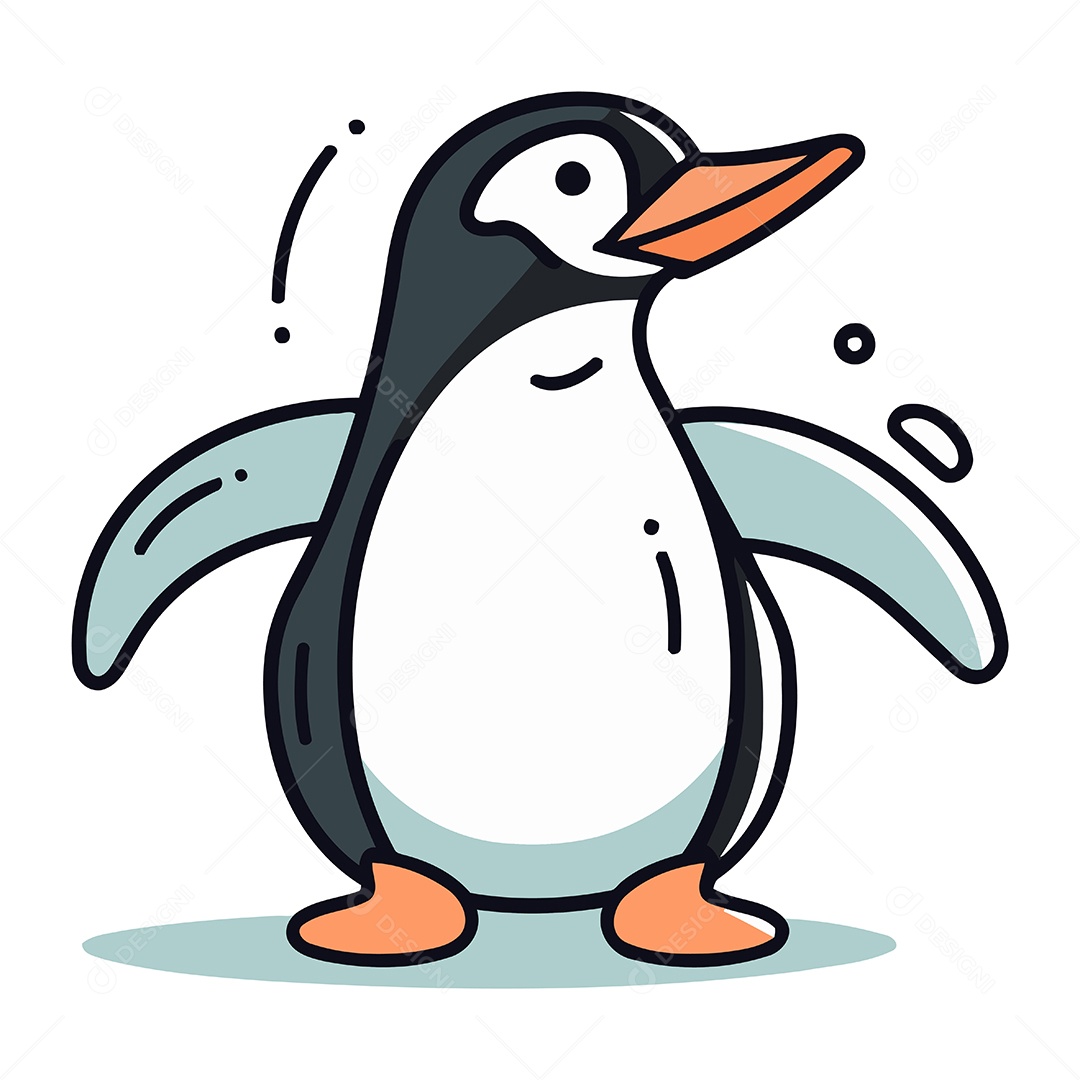 Pinguim Fofo de Desenho Animado Ilustração Vetor EPS
