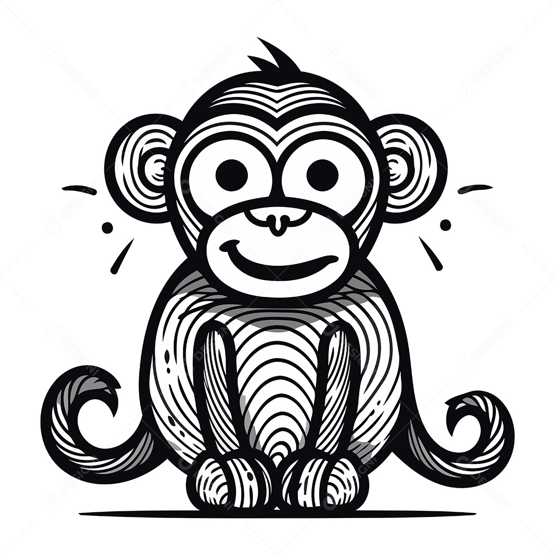 Macaco de Desenho Animado Ilustração Vetor EPS