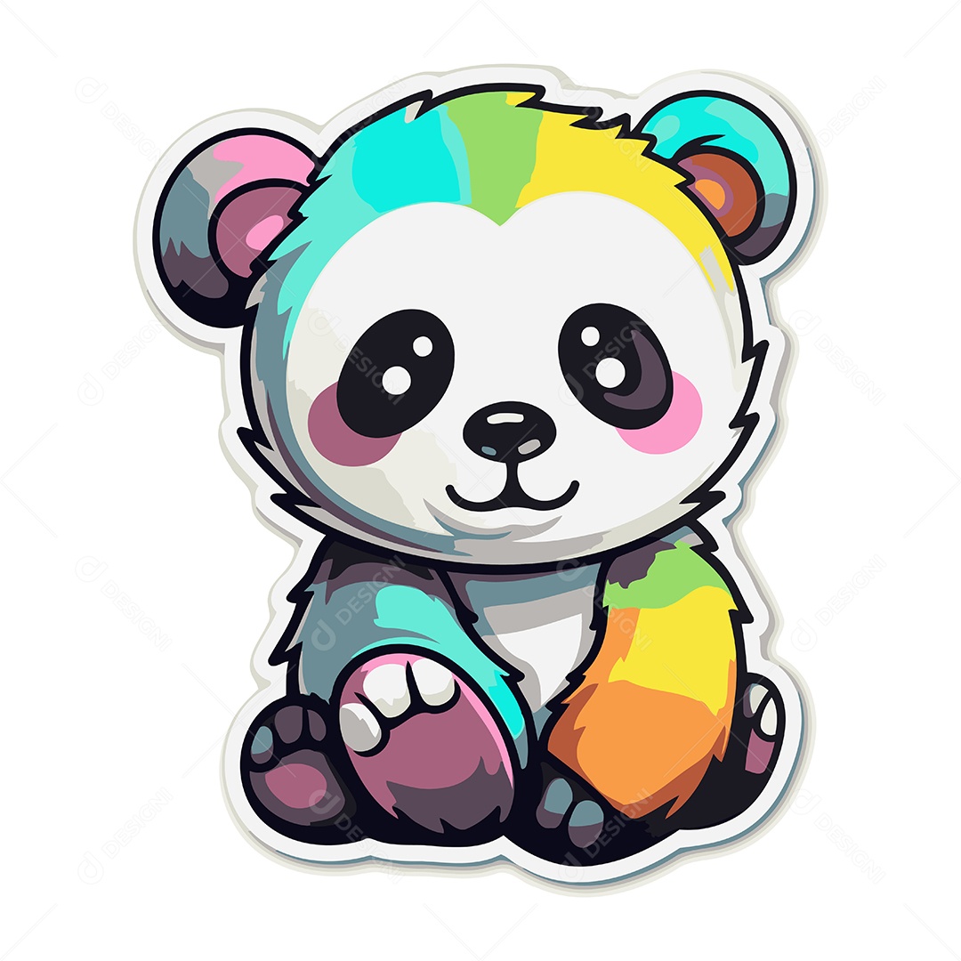 Adesivo de Panda Fofo Desenho Animado Ilustração Vetor EPS