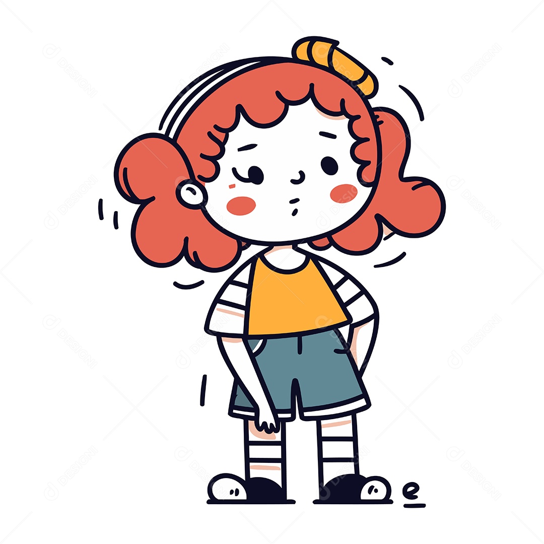Menina Bonitinha de Desenho Animado Ilustração Vetor EPS